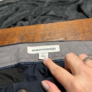 Amazon Essentials Navy Trousers with Gray Waistband Detail 38 x34